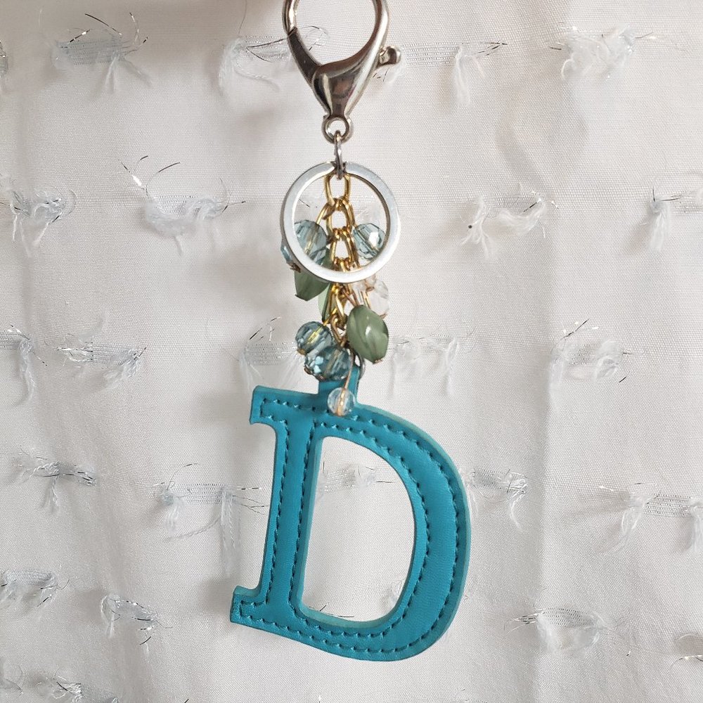 Letter D Keychain in Blue and Green